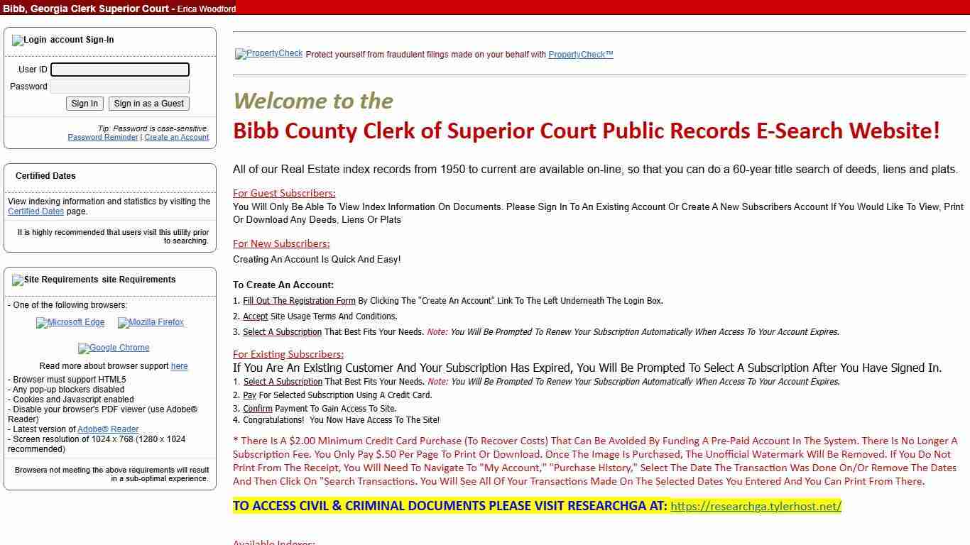 eSearch | Account Sign In