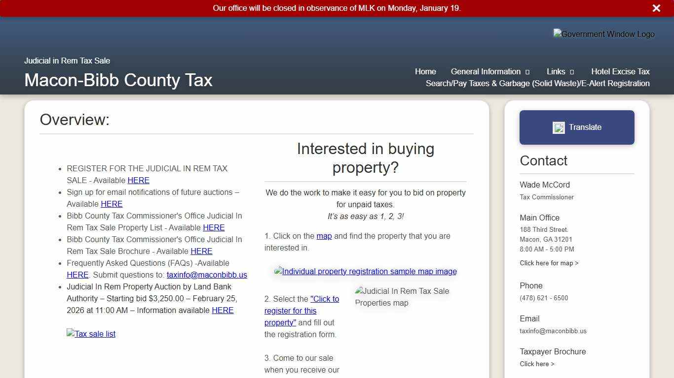 Macon-Bibb County Tax|Judicial in Rem Tax Sale